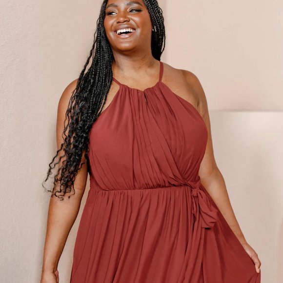 Revelry Eliza Cinnamon Rose Chiffon Dress 0 - Picture 2 of 5